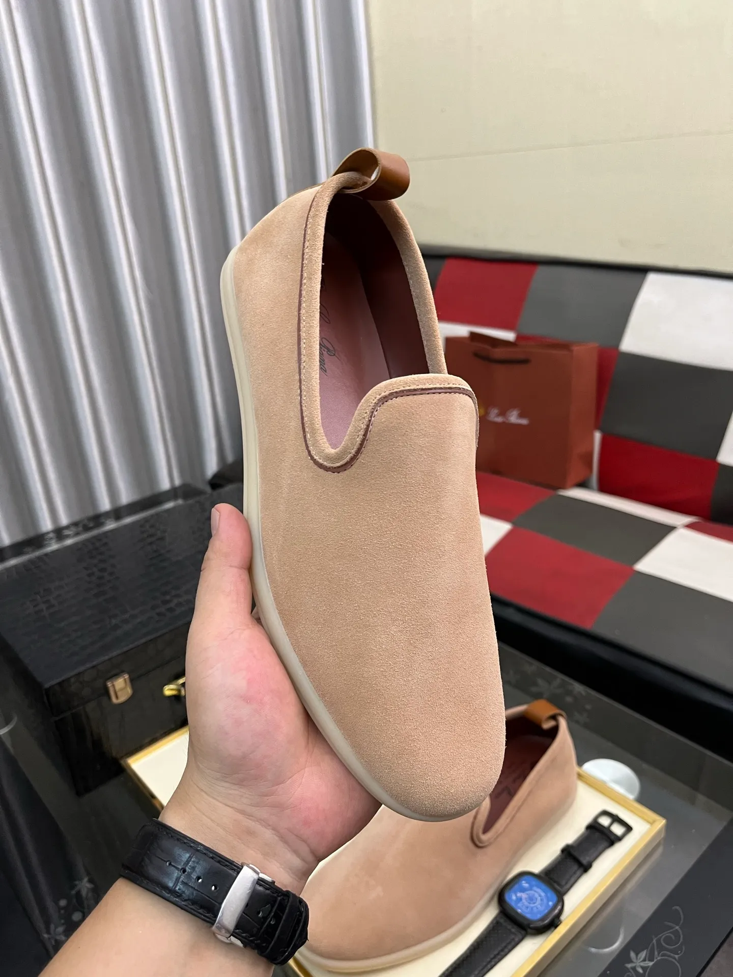 Men's men's shoes 💰420⌚️⌚️Loro*Piana pure original 2023 soft and comfortable LP deerskin flat casual star same style slip-on Loft men's shoes size 38-44